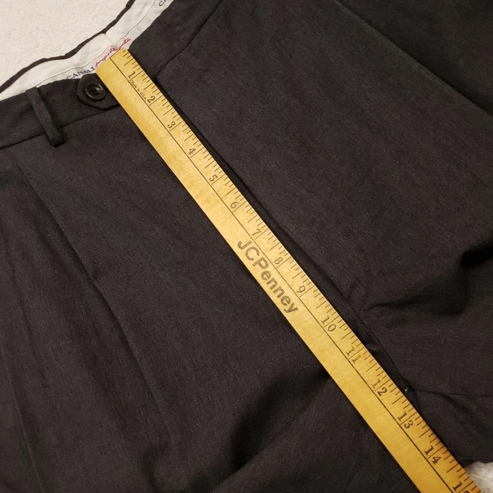 Canali Proposta Dress Pants Men 38 Gray Wool Pleated Cuffed Italy 79220 Trousers